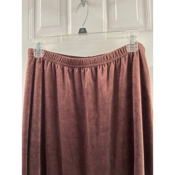 Vtg 1980's Women's Dark Brown Herman Geist Maxi Skirt Elastic Waistband Size L - Picture 4 of 6
